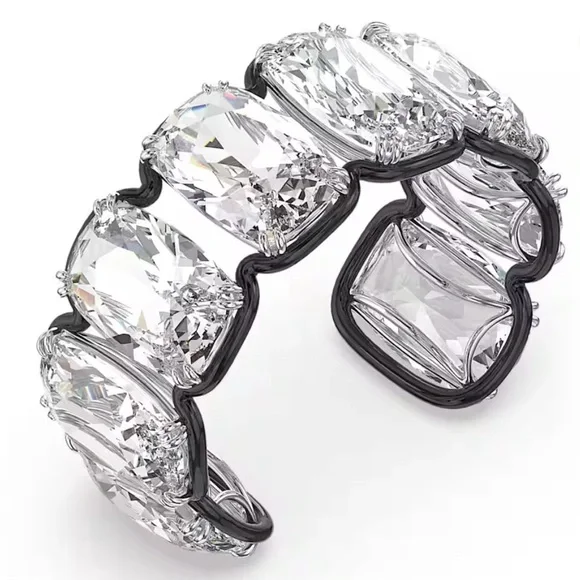 Swarovski Harmonia cuffOversized floating crystals, White, Mixed metal